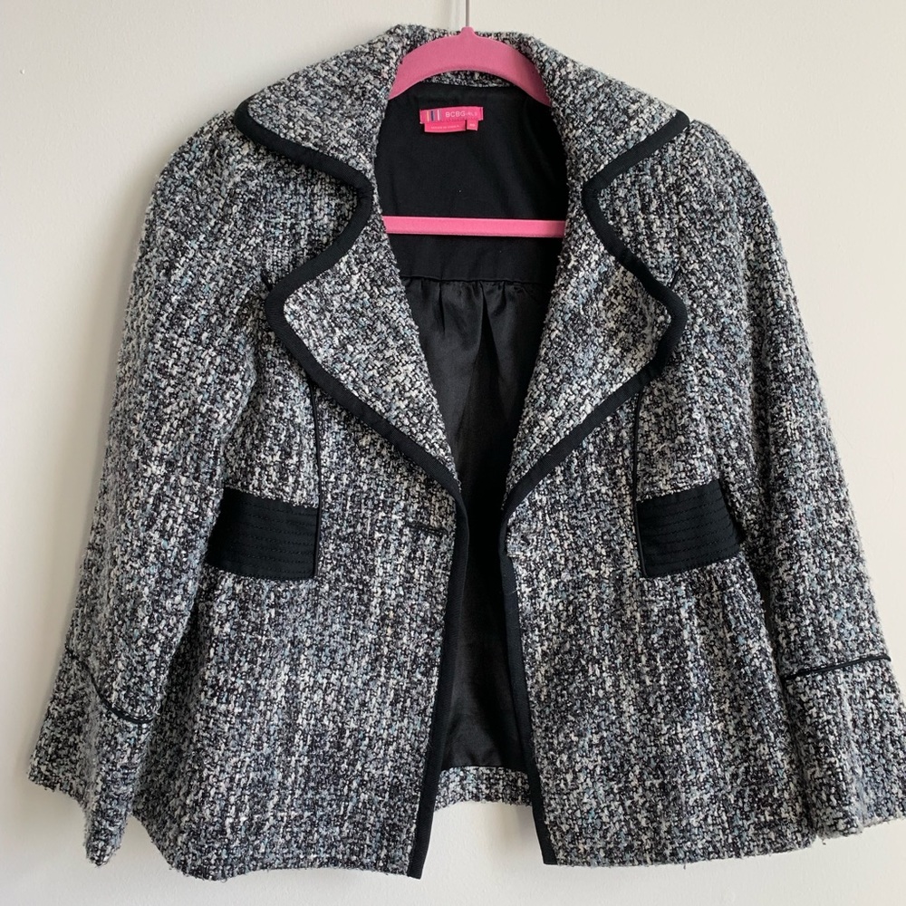BCBG Tweed Button Front Jacket